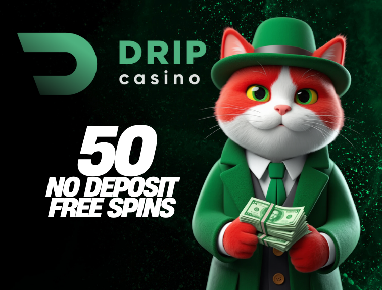 DRIP CASINO 50 NO DEPOSIT FREE SPINS! BONUS CODE: SPIN50